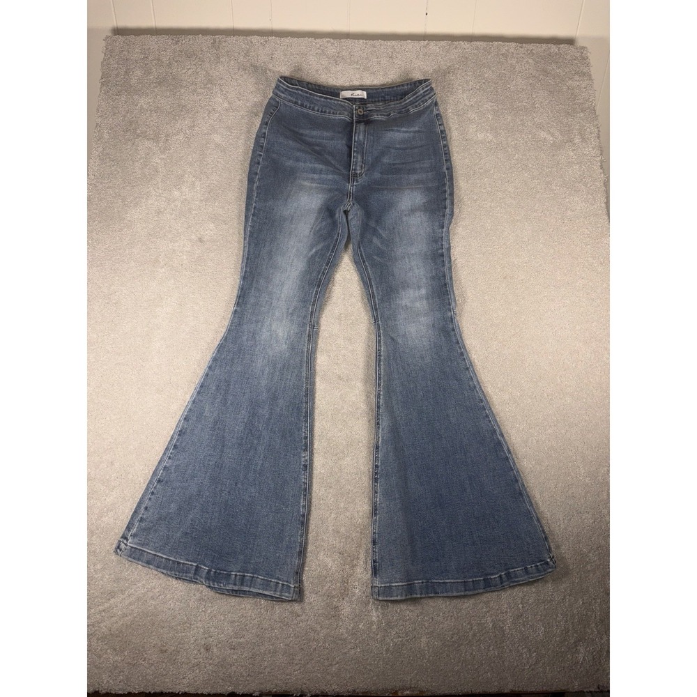 KanCan Jainey High Rise Super Flare Jeans Women's 15/31 Blue Bell Bottom Stretch